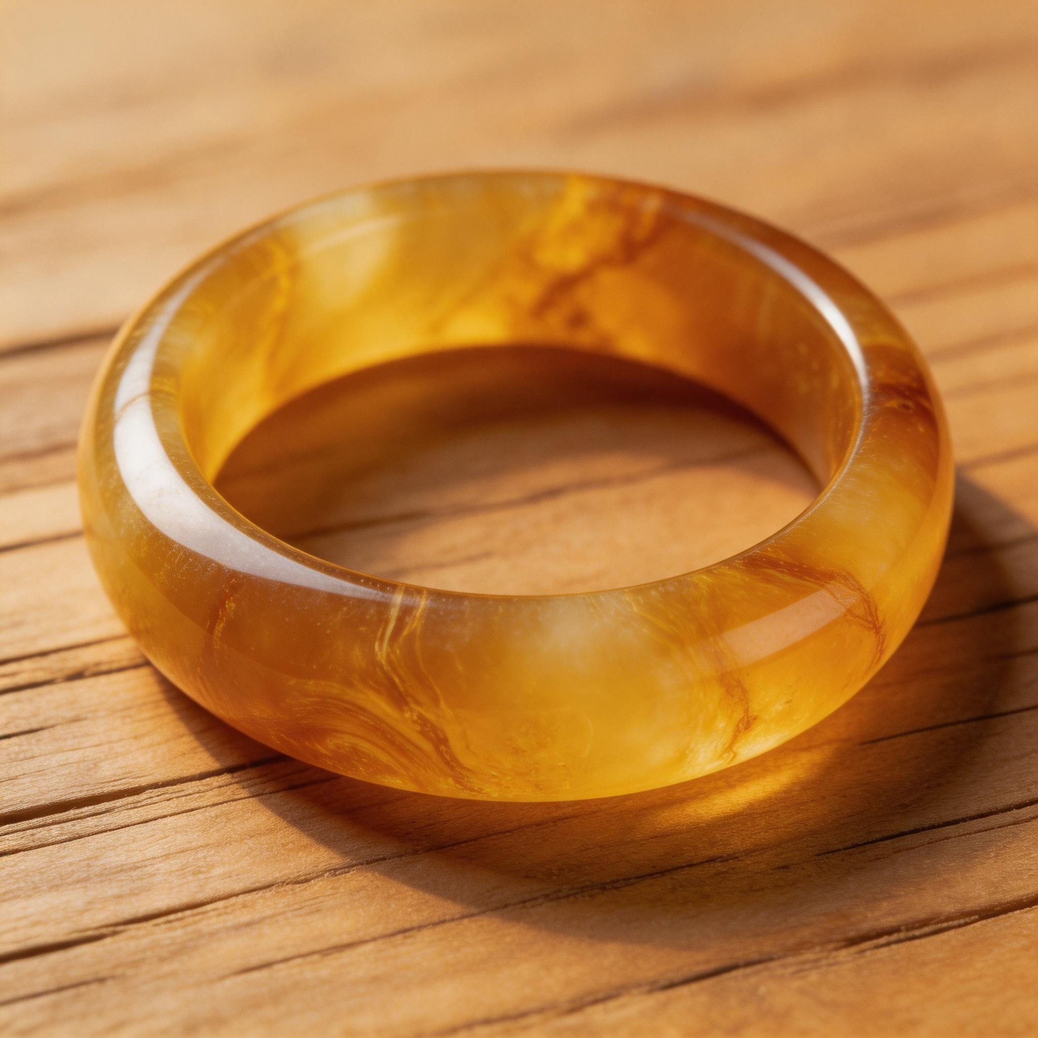 Antique Amber Beeswax Bangle product image showing 天然蜜蜡 and Please refer to the product description and inquiry confirmation for final details.