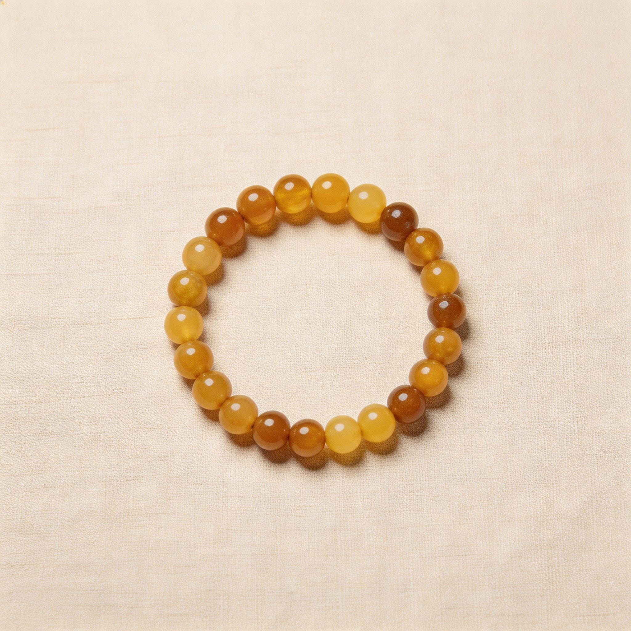 Yellow-Brown Stone Bead Bracelet product image showing Natural Stone / Agate and Polished