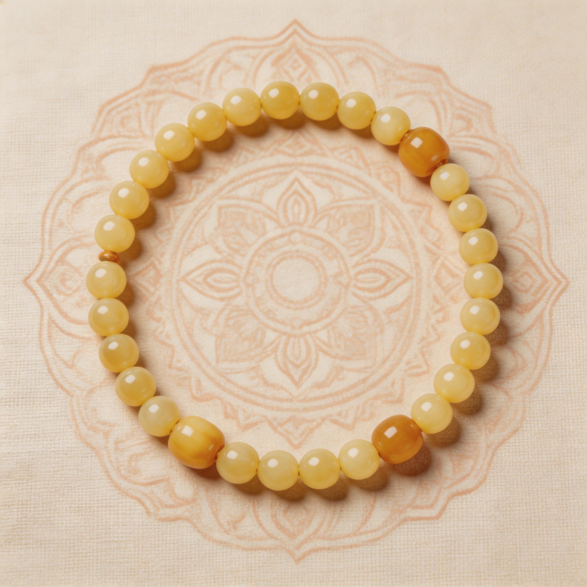 Natural Beeswax Amber Bracelet product image showing Natural Beeswax Amber and Hand-strung