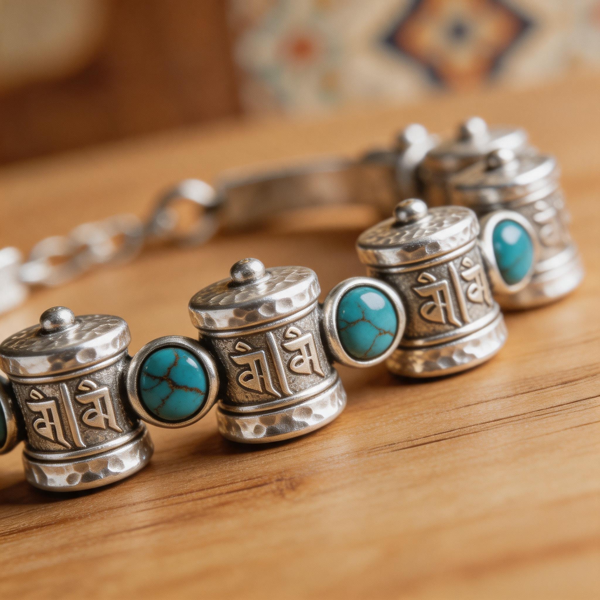 Prayer Wheel Bracelet product image showing Please refer to the product description and inquiry confirmation for final details. and Please refer to the product description and inquiry confirmation for final details.