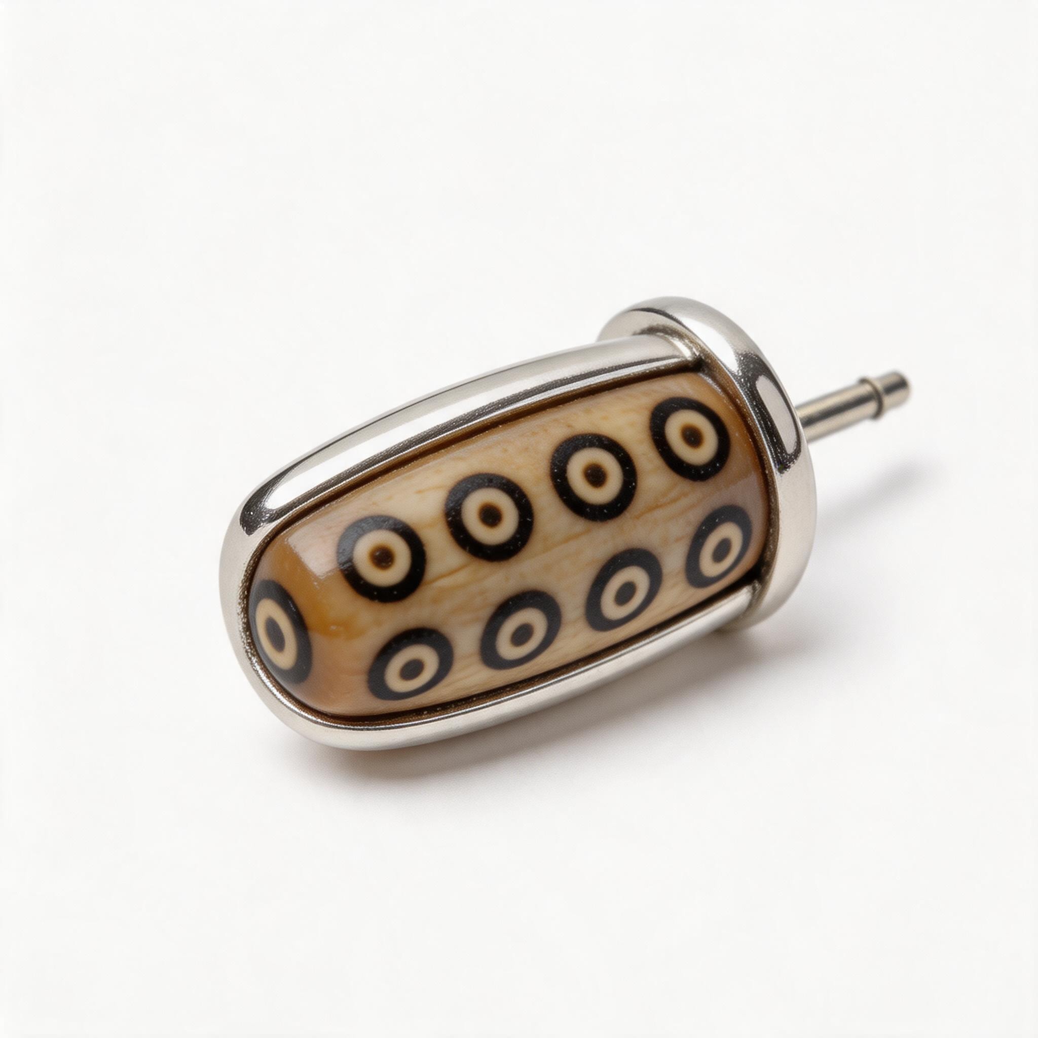 Nine-Eyes Dzi Bead Silver Ear Studs product image showing unknown and unknown