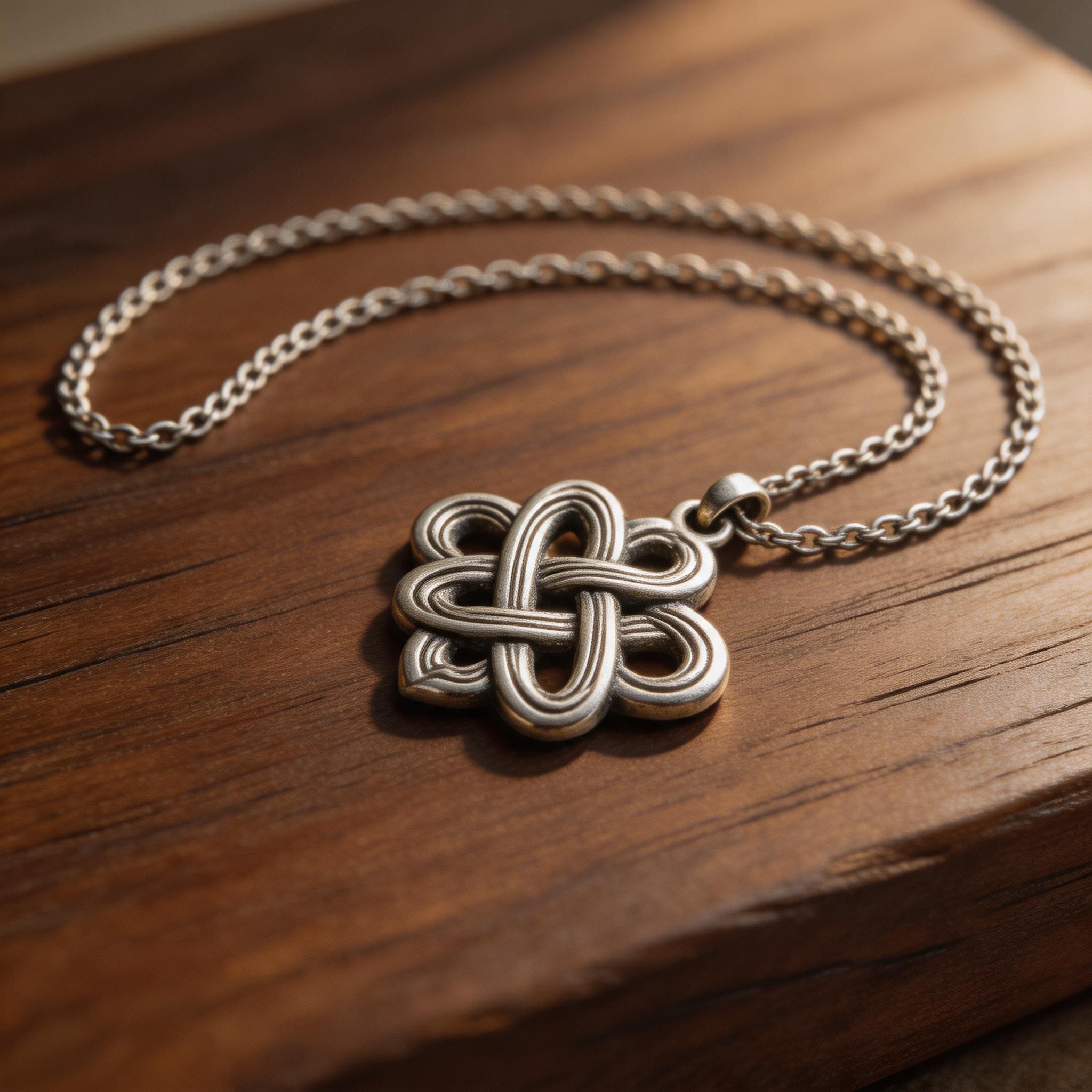 Auspicious Knot Tibetan Silver Necklace product image showing Please refer to the product description and inquiry confirmation for final details. and Please refer to the product description and inquiry confirmation for final details.