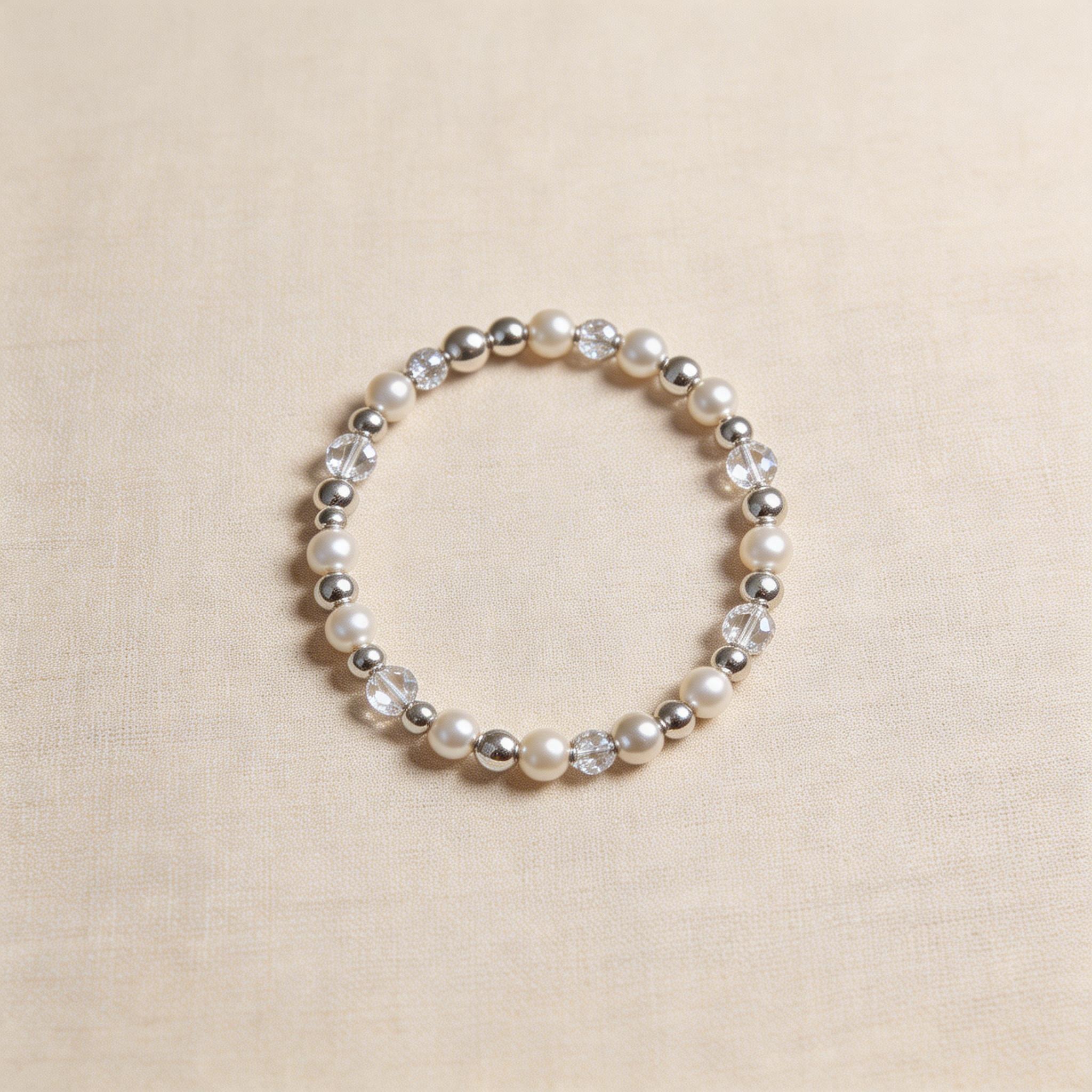 Pearl and Crystal Beaded Bracelet product image showing 珍珠、水晶、合金 and 串珠工艺