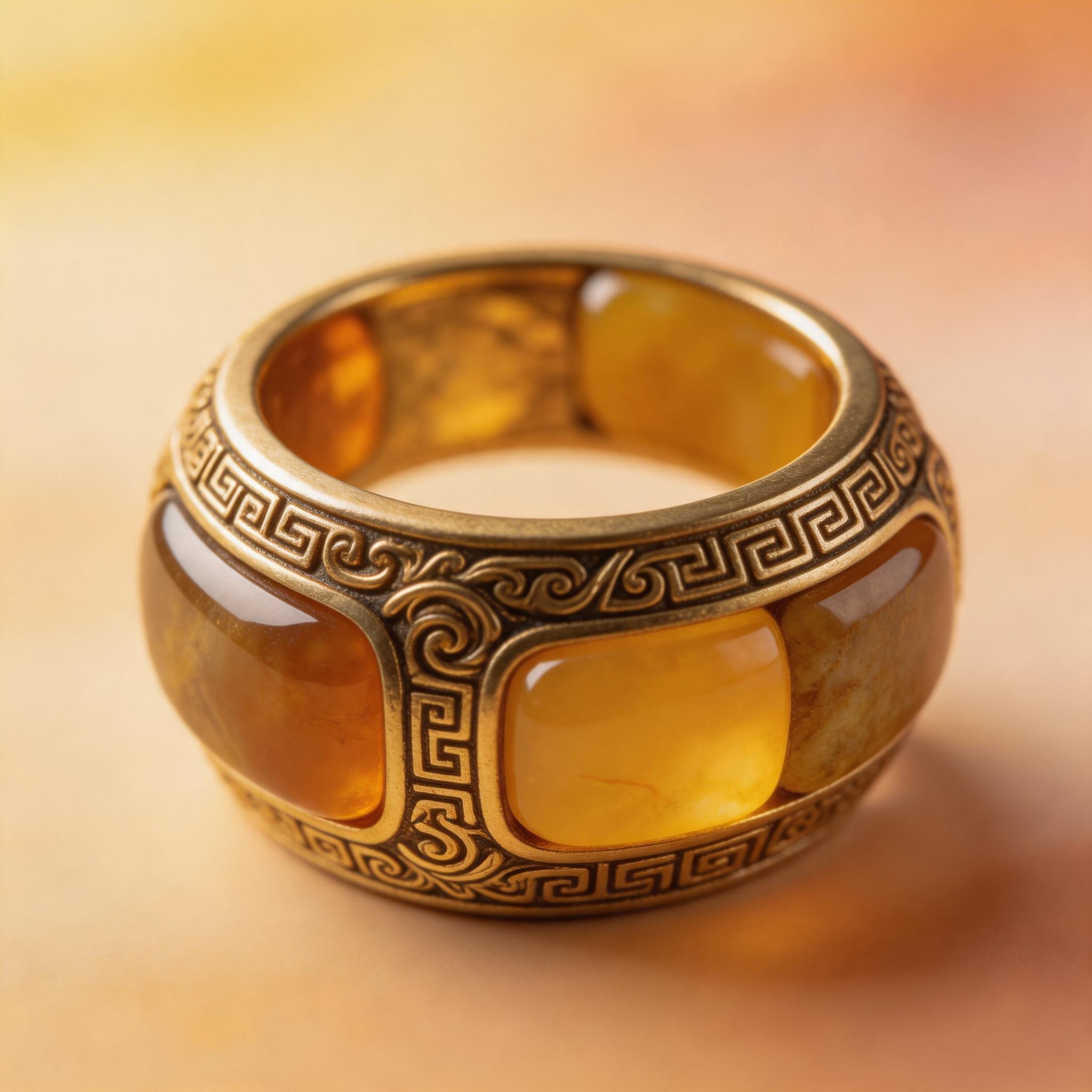 Gold-Tone Amber Stone Ring product image showing Gold-tone Alloy with Amber Stone and Please refer to the product description and inquiry confirmation for final details.