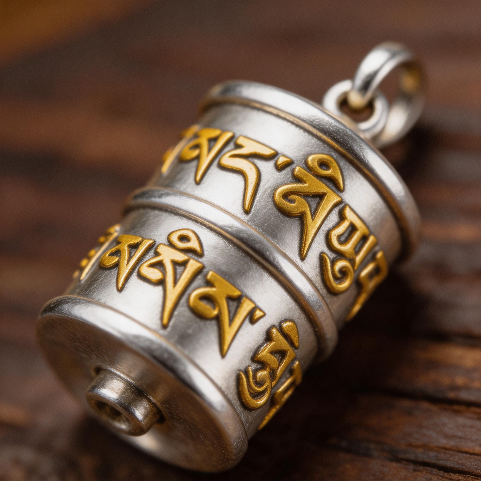 Nepali Silver Prayer Wheel Pendant product image showing unknown and unknown
