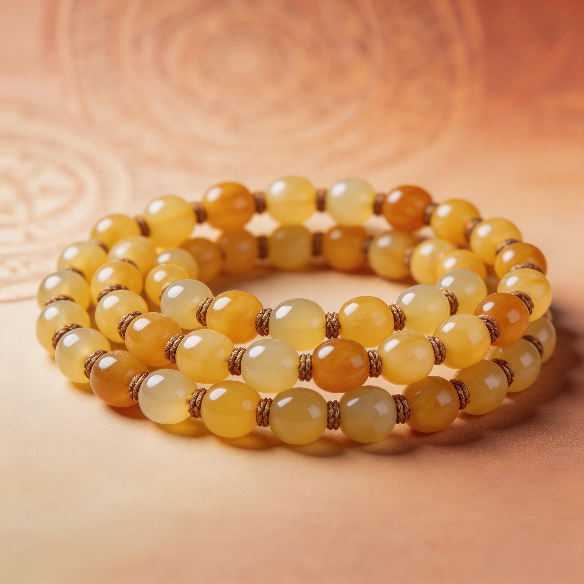 Yellow Agate Multi Strand Bracelet product image showing 黄玛瑙珠、编绳 and 串珠穿制